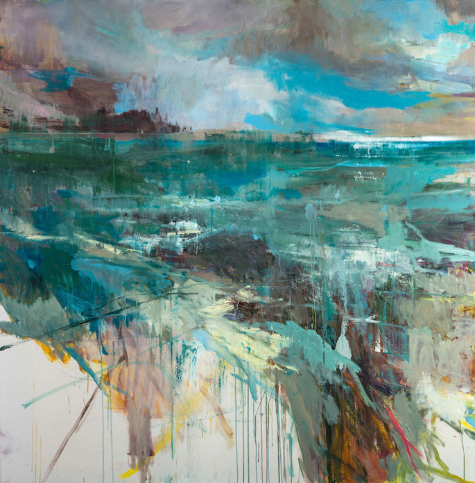Grande vague et rochers, 2020 | Oil on canvas | 75 x 75 inches