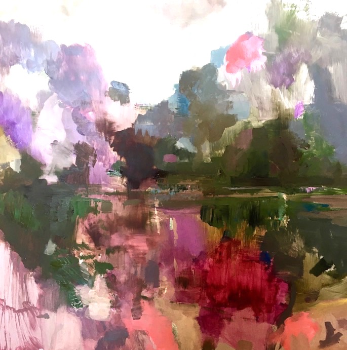 Petit Lac Rose 2, 2020 | Oil on aluminum board | 20 x 20 inches